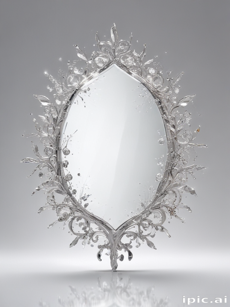 Elegant and Ornate Mirror with Intricate Floral and Crystal Designs