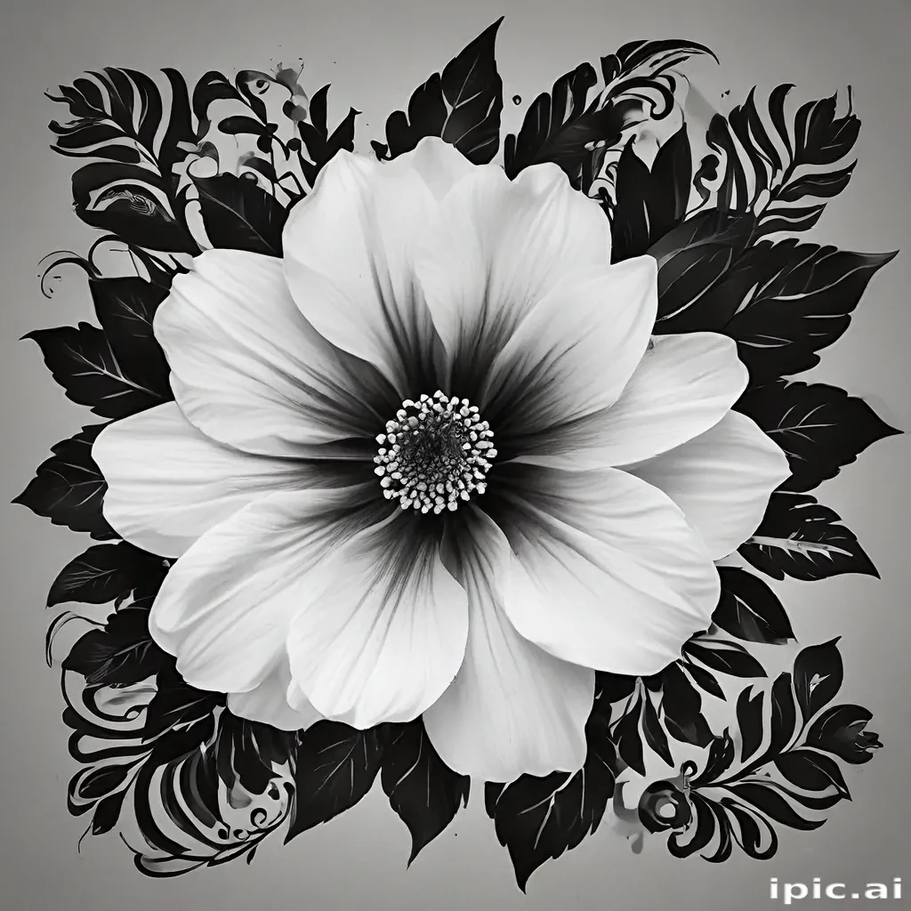 black and white flower png