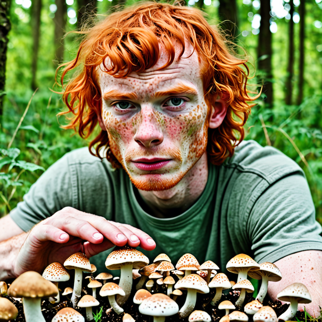 Ai Image Generator - Ai Art Generator - High Quality and 100% Unique Images  - iPic.Ai ugly freckled ginger zoomer emo guy picking mushrooms out of a  sloppy dung