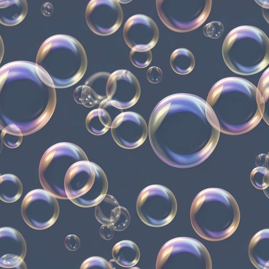 Colorful Soap Bubbles Floating Gracefully Against a Dark Background