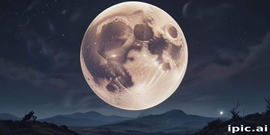 Majestic Full Moon Illuminating a Serene Night Landscape Under Stars