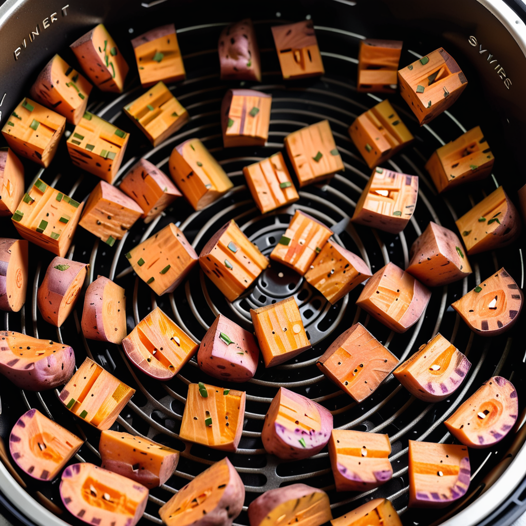 cubed sweet potatoes in air fryer