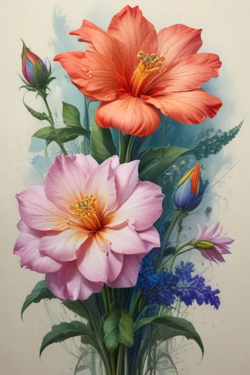 flower drawings with color