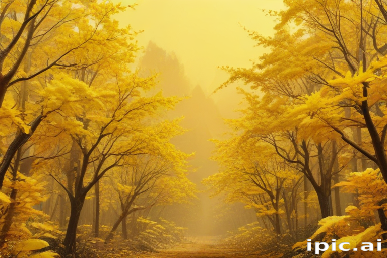 A Tranquil Path Through a Golden Forest of Autumn Leaves.