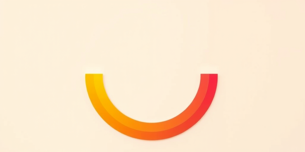 Generate a minimalistic circular rainbow design on a light beige background, using vibrant colors like red, orange, green, and pink, with smooth gradients and clean lines, taken with a Canon EOS R5 at f/8, ISO 100, with a 35mm lens, in natural soft lighting for enhanced image quality.