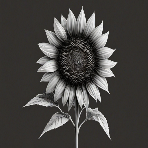 clip art sunflower black and white