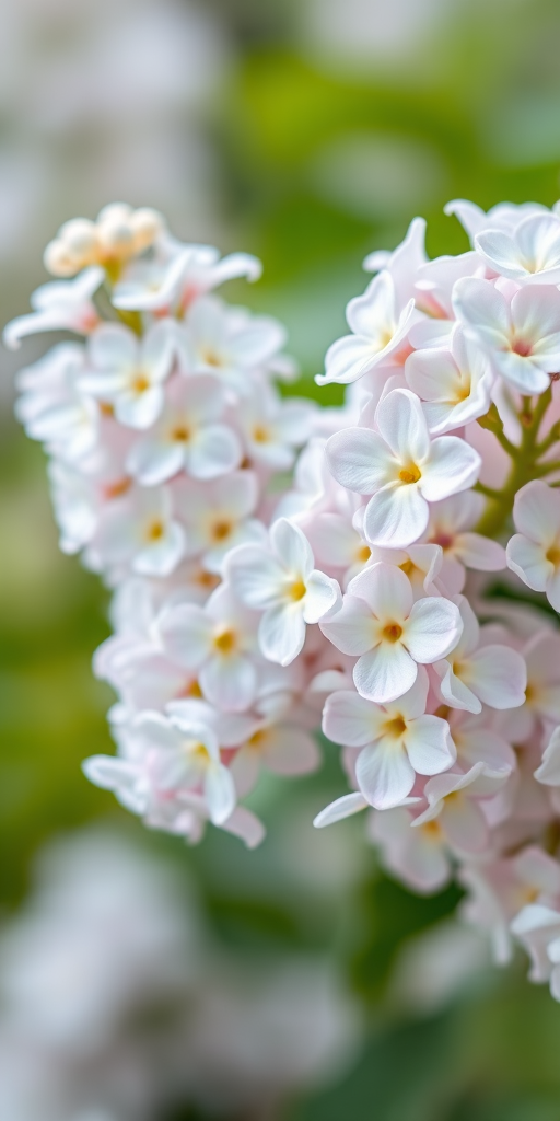 close-up of white lilac flowers arranged to resemble a butterfly, soft focused background, natural light, ISO 100, f/3.5, 50mm lens, DSLR camera, shallow depth of field, vibrant colors and sharp details