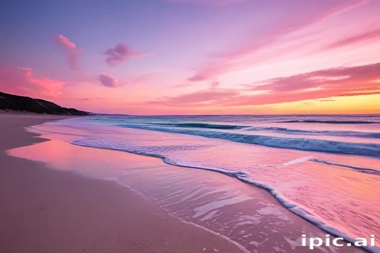 pink beach sunset