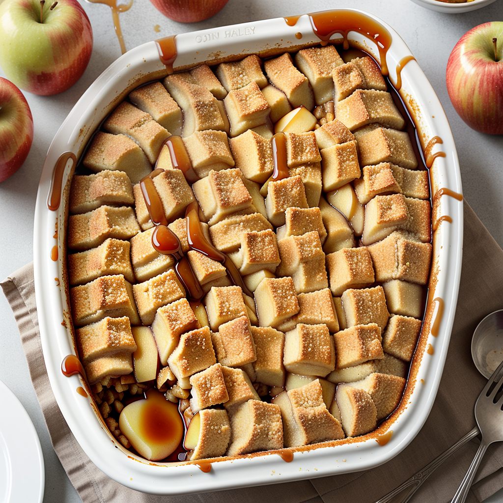 apple cobbler with caramel sauce