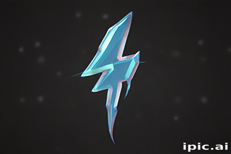 Stylized Lightning Bolt Design with a Shiny Blue Finish on Black Background