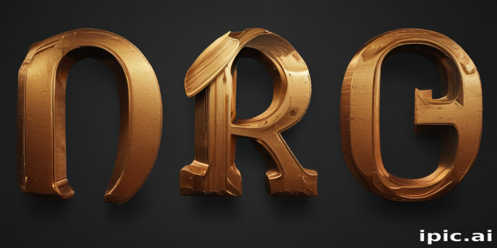 Pure Rng Letters Stylized Golden Letters N, R, and G with Elegant Curves and Shine