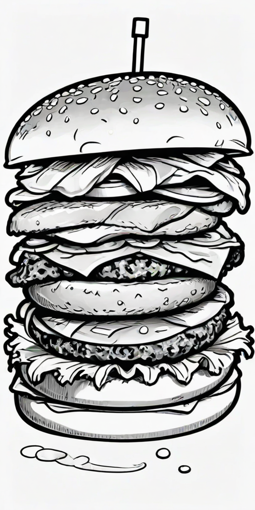 hamburger clipart black and white