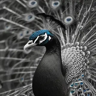 peacock black and white