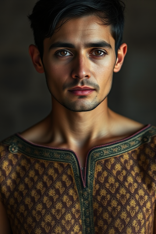 Face, shoulders, chest covered in openwork Sephardic embroidery. Raw, unedited image.