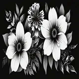 flower png black and white