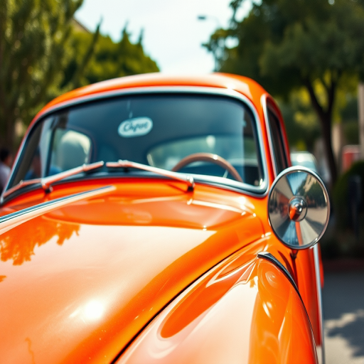 Create a watercolor-style image of a vintage car, using a Canon EOS 5D Mark IV with a 50mm lens, aperture f/2.8, shutter speed 1/125 sec, ISO 100, in a close-up view with soft natural light to enhance colors and details.
