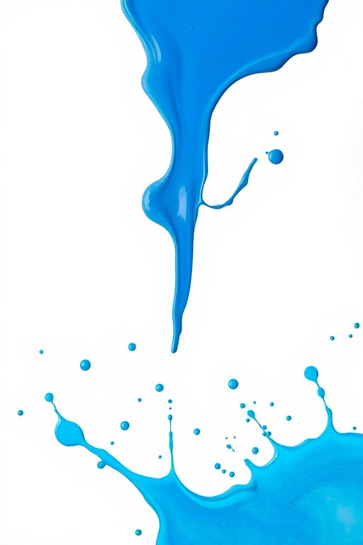 Create a vibrant blue paint splash on a white background, using a DSLR camera with a 50mm lens, aperture set to f/2.8 for a shallow depth of field, natural lighting for better color saturation.