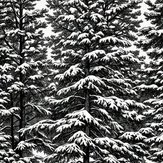 pine tree clipart black and white