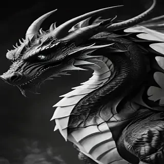 dragon black and white