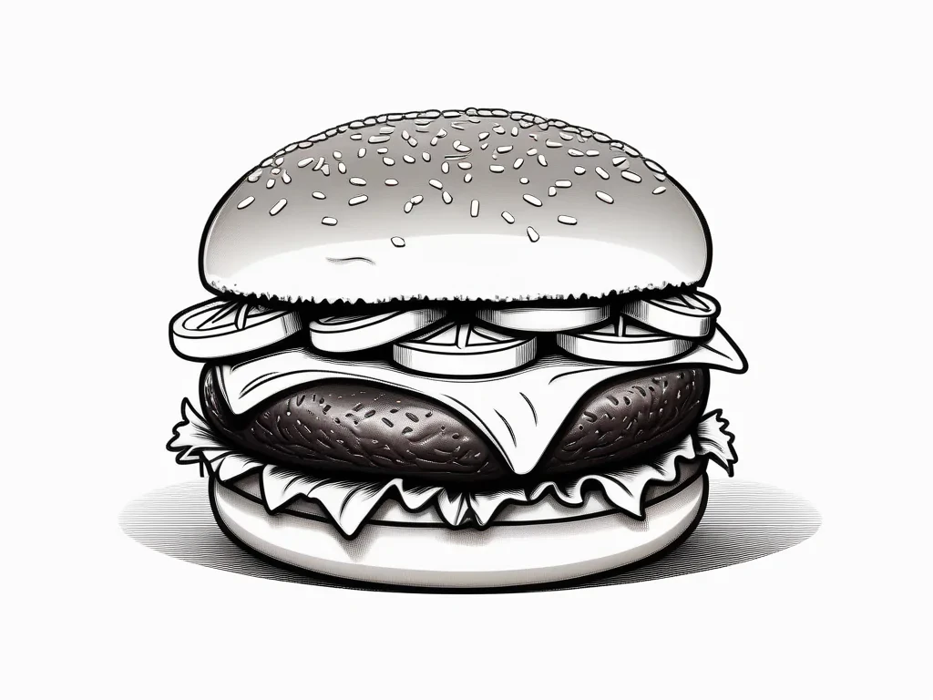 burger clip art black and white