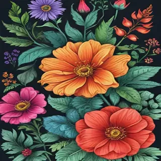 color drawing flowers
