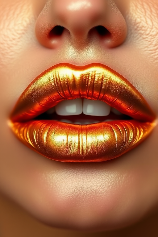 Metallic bronze lip cream titled "Golden Hour," delivering intense pigmentation and a foil-like finish for a bold statement