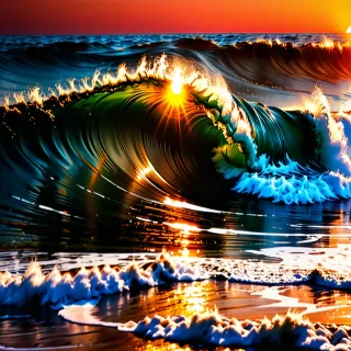 sunset waves wallpaper