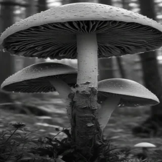 mushroom black and white