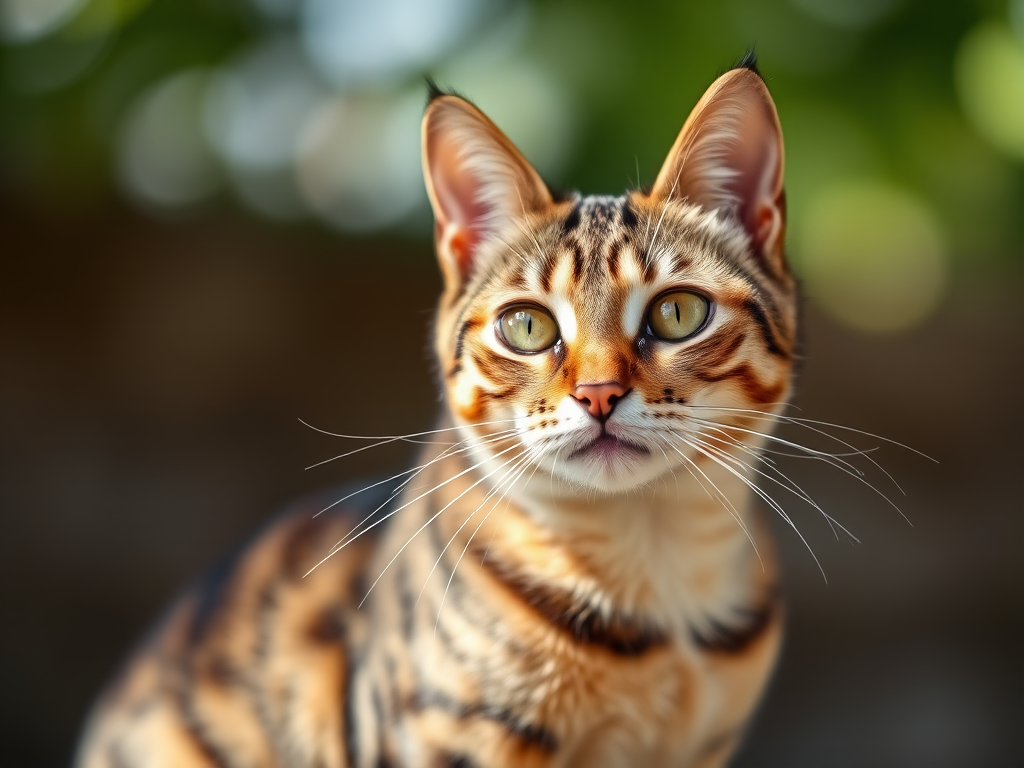 tabby cat portrait, natural light, f/2.8, 1/200s, ISO 200, shallow depth of field, 85mm lens, DSLR, captured at eye level, soft bokeh background, vibrant color contrast