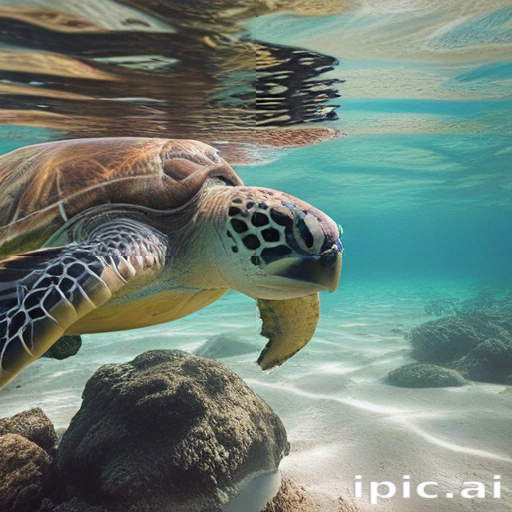 Graceful Sea Turtle Gliding Through Crystal Clear Ocean Waters Beneath ...
