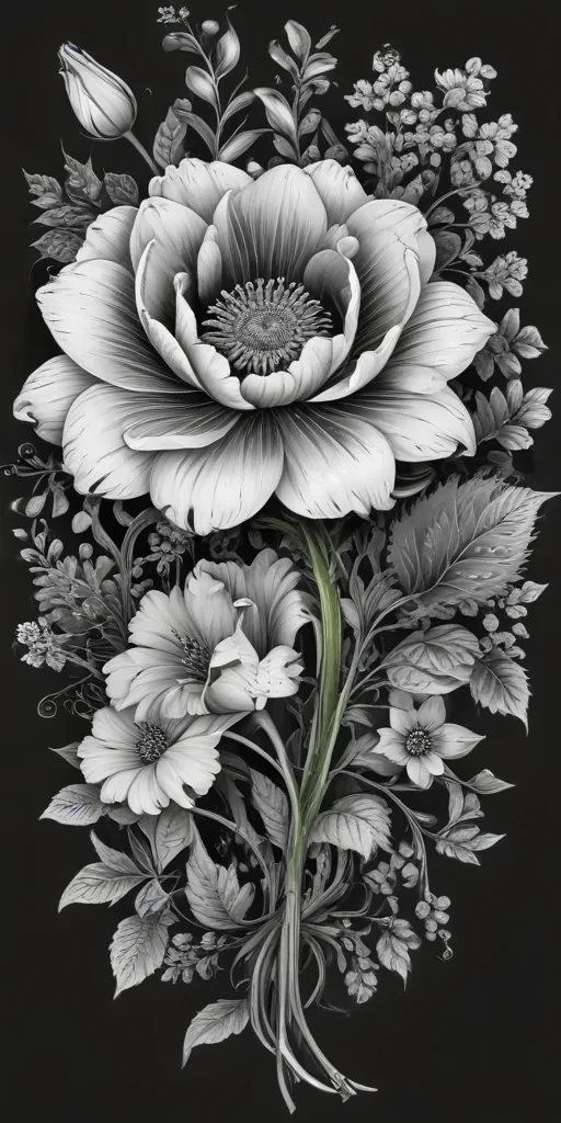 flower clip art black and white