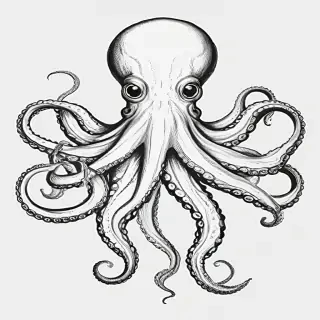 octopus clipart black and white