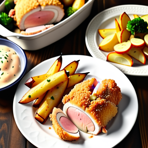 chicken cordon bleu and side dishes