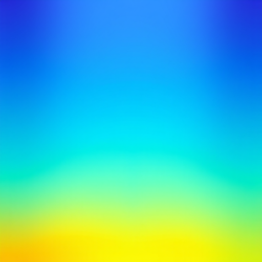 Create a vibrant gradient background transitioning from deep blue at the top to turquoise in the middle and bright yellow at the bottom with high definition quality, using a 50mm lens, f/2.8 aperture, ISO 100, and a landscape orientation on a DSLR camera.