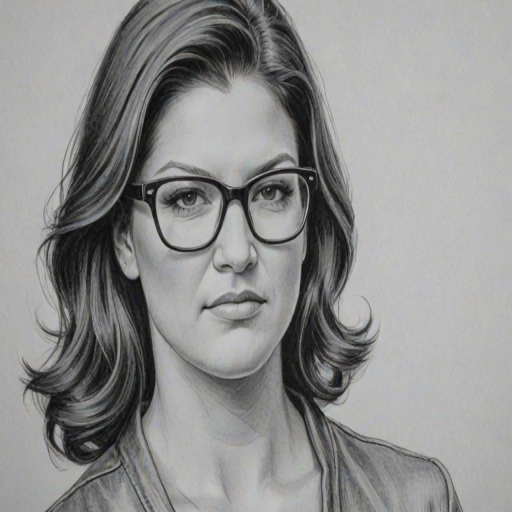 Attractive Gina Carano, pencil sketch, portrait of Sublime woman 1947s in glasses, hair style beatnik, outline, clear lines, fine lines, 8k