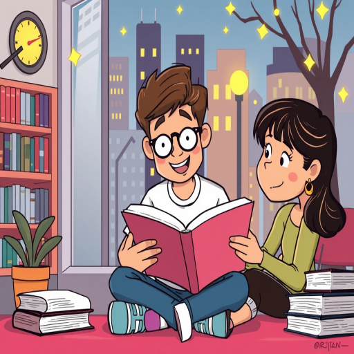 cartoon of reading