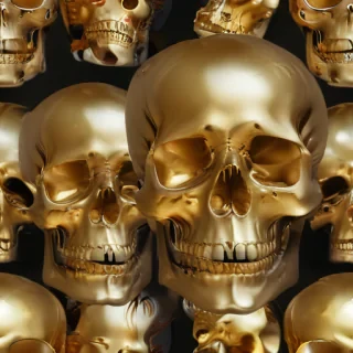 transparent gold skull