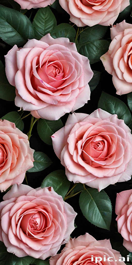 Beautiful Arrangement of Soft Pink Roses Surrounded by Lush Green Leaves