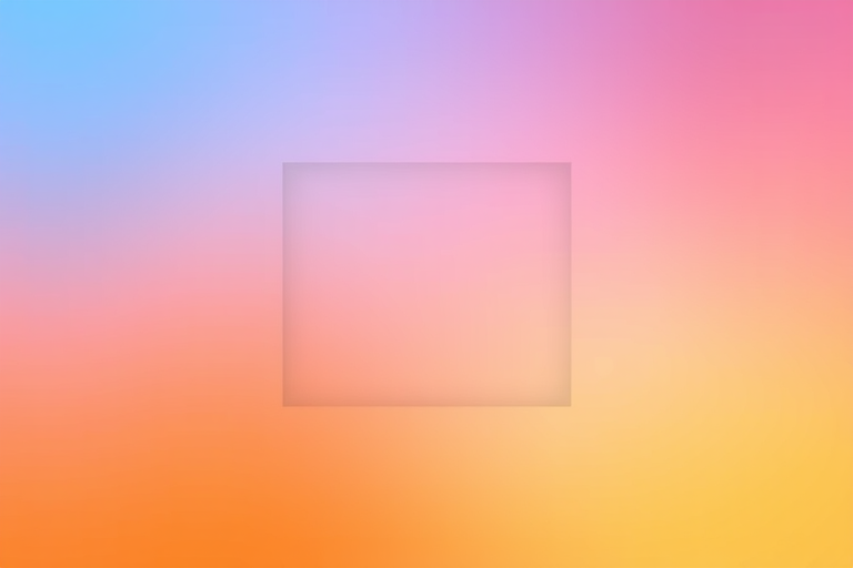 Create a smooth gradient background transitioning from blue to orange with a central rectangular cutout, using a DSLR camera with a 50mm lens, f/1.8 aperture, ISO 100, and a soft focus effect to enhance image quality.