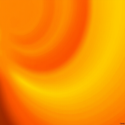 Create an abstract image with smooth gradients of yellow and orange shades, using a Canon EOS R5 camera, 50mm lens, f/1.8 aperture, ISO 100, shot from a low angle with a soft focus effect.