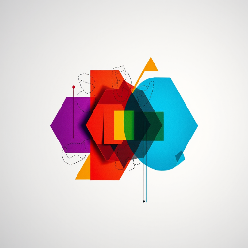 Create an abstract design with bold colors and geometric shapes, captured with a Canon EOS R5, 50mm lens, f/1.8 aperture, ISO 100, 1/250 sec shutter speed, in a high-resolution studio setting with soft, even lighting.