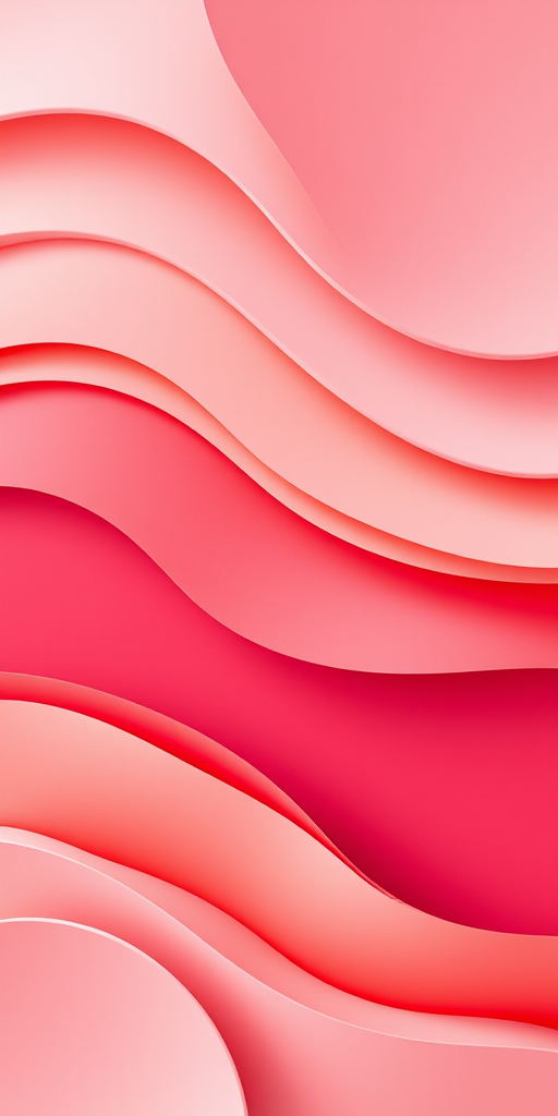 Create a smooth gradient wave pattern with layers of soft colors including light pink, peach, coral, bold pink, and deep burgundy, using a high-resolution digital camera with a 50mm lens, f/8 aperture, and a focus on vibrant color saturation, shot from a top-down view.