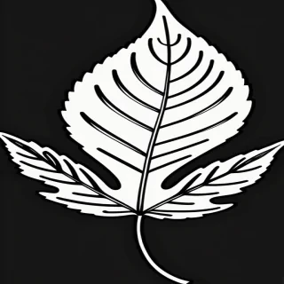 clipart leaf black and white