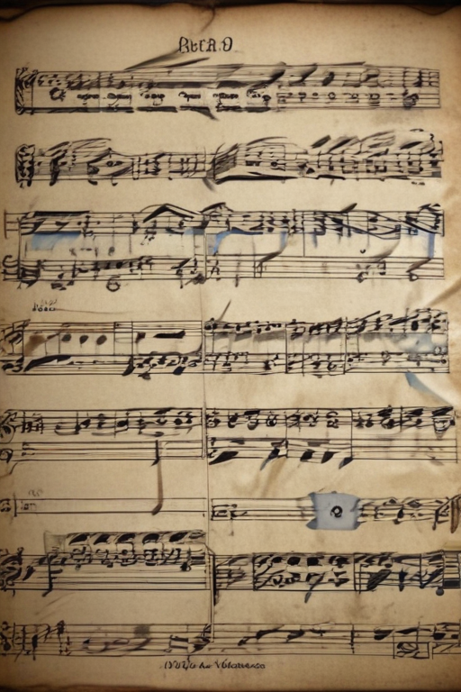 Antique Sheet Music Featuring Complex Musical Notation and Beautiful ...