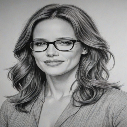Resplendent Jennifer Garner, pencil sketch, portrait of Delightful woman 1961s in glasses, hair style beatnik, outline, clear lines, fine lines, 8k