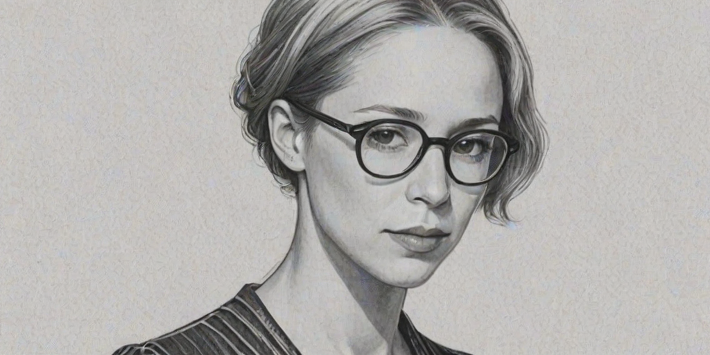 Splendid Liza Weil, pencil sketch, portrait of Fetching woman 1920s in glasses, hair style beatnik, outline, clear lines, fine lines, 8k