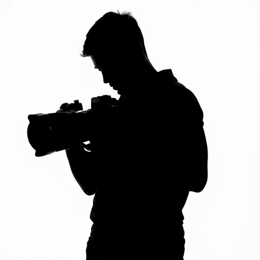Generate a high-quality image of a minimalist black silhouette against a white background, using a DSLR camera with a 50mm lens, aperture set to f/1.8, ISO 100, and a shallow depth of field, capturing the scene from a straight-on view to enhance contrast and clarity.