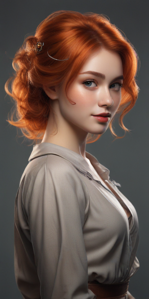 Captivating Portrait of a Young Woman with Fiery Red Hair and Graceful ...