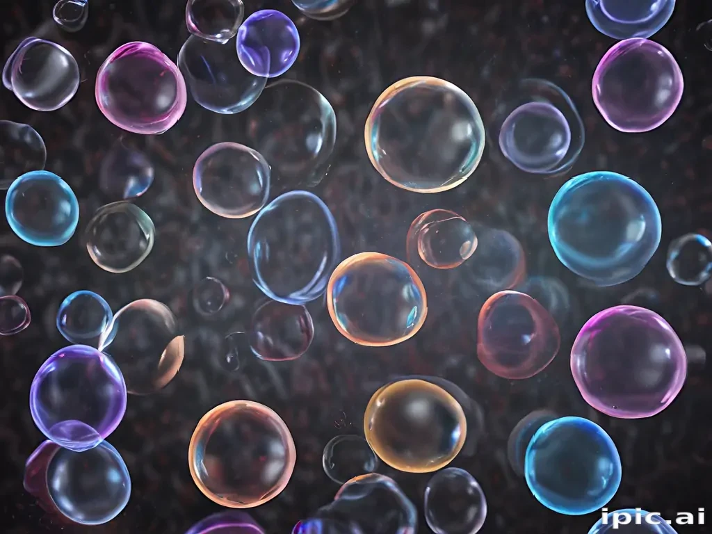 Colorful Soap Bubbles Floating Gracefully Against a Dark Background
