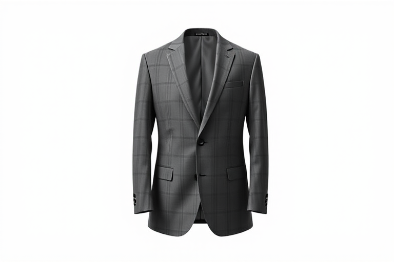 Create a high-resolution vector illustration of a men's blazer with a clean white background, using a 50mm lens, aperture f/8, ISO 100, and a softbox lighting setup for even illumination.